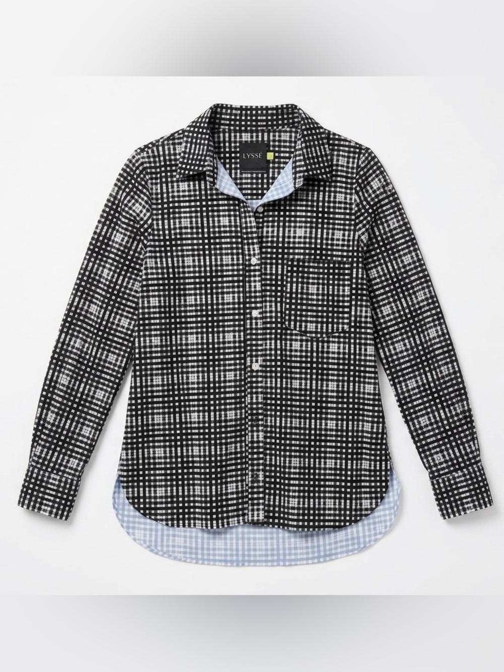 Lysse Black and White Checked Button Down Shirt Size XS EUC